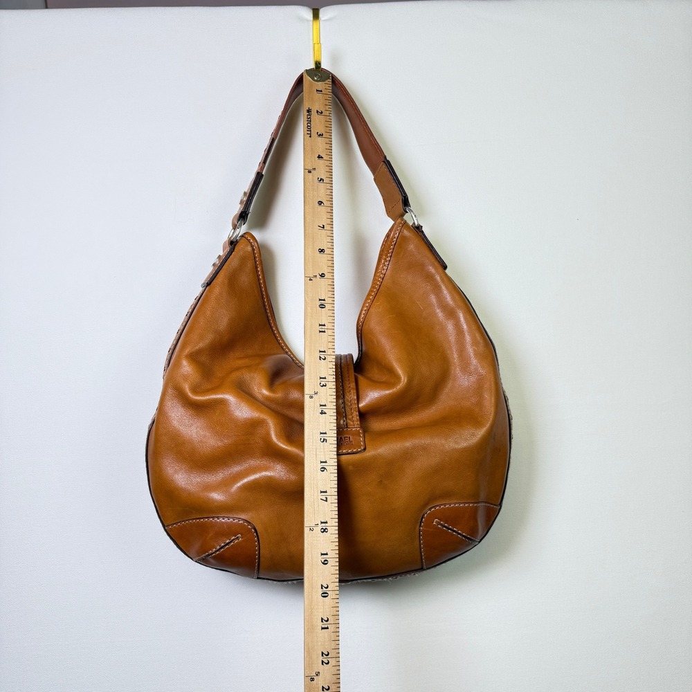 MICHAEL KORS Vintage Cognac Brown Studded Leather Buckle Hobo Bag Large - Picture 5 of 8